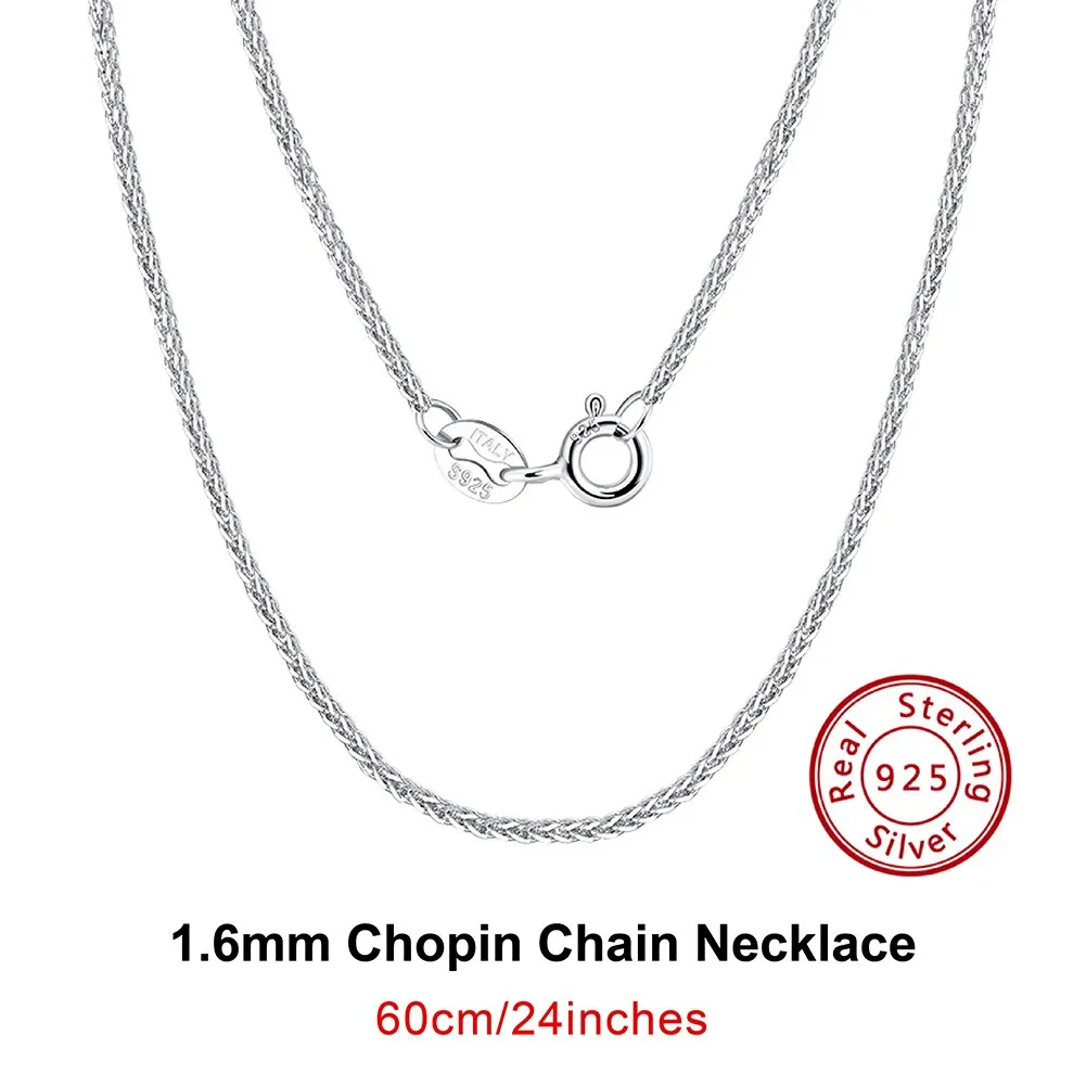 925 Sterling Silver Italian Handmade 1.2mm Chopin Chain Necklace for Women Fashion Simple Basic Neck Chain Jewelry SC53