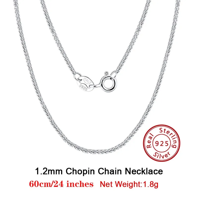 925 Sterling Silver Italian Handmade 1.2mm Chopin Chain Necklace for Women Fashion Simple Basic Neck Chain Jewelry SC53