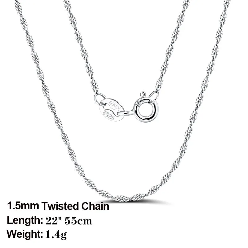 925 Sterling Silver Italian Handmade 1.2mm Chopin Chain Necklace for Women Fashion Simple Basic Neck Chain Jewelry SC53