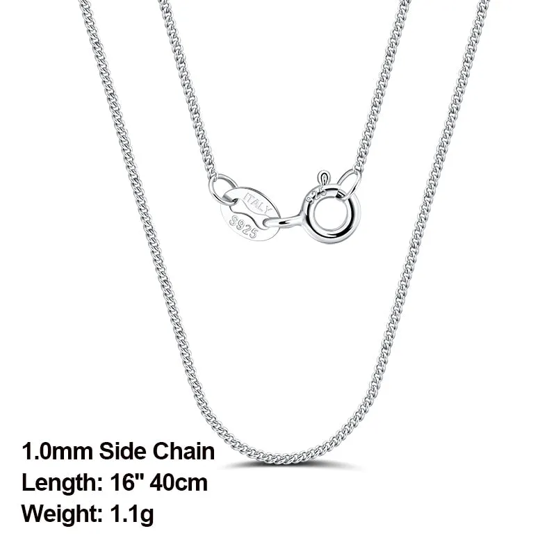 925 Sterling Silver Italian Handmade 1.2mm Chopin Chain Necklace for Women Fashion Simple Basic Neck Chain Jewelry SC53