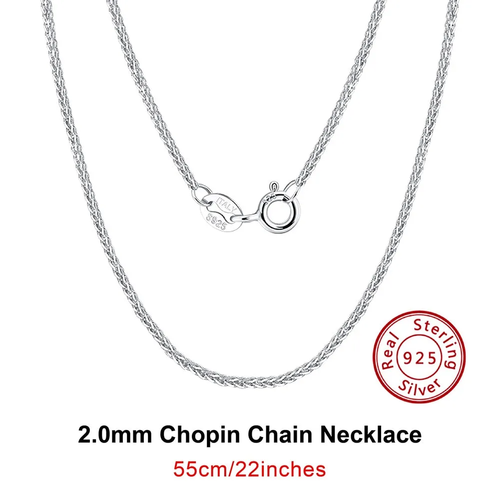 925 Sterling Silver Italian Handmade 1.2mm Chopin Chain Necklace for Women Fashion Simple Basic Neck Chain Jewelry SC53