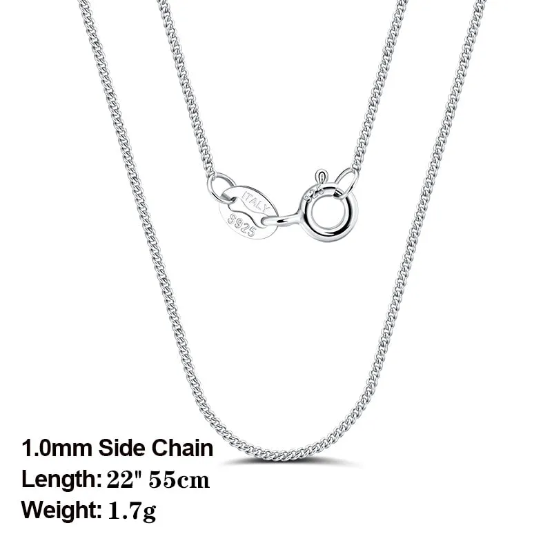 925 Sterling Silver Italian Handmade 1.2mm Chopin Chain Necklace for Women Fashion Simple Basic Neck Chain Jewelry SC53