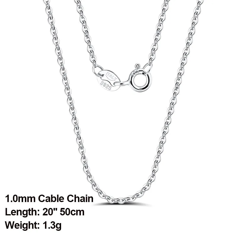 925 Sterling Silver Italian Handmade 1.2mm Chopin Chain Necklace for Women Fashion Simple Basic Neck Chain Jewelry SC53