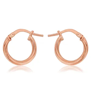 9ct Rose Gold Silver Filled Twist Hoop Earrings in 10mm