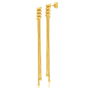 9ct Yellow Gold Silver Filled Fancy Graduated Three String Drop Earrings