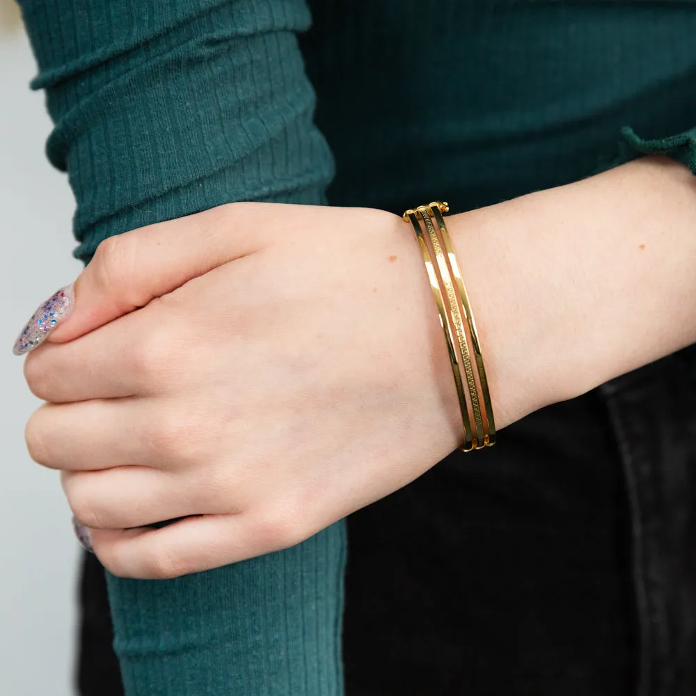 9ct Yellow Gold Silver Filled Triple Greek Key Bangle