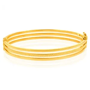 9ct Yellow Gold Silver Filled Triple Greek Key Bangle