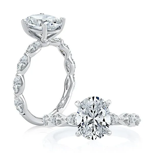 A.Jaffe Engagement Rings Four Prong Oval Center Diamond Engagement Ring MECOV2851/230B