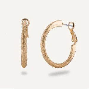 Alesha Contemporary Threaded Hoop Earrings In Gold-Tone