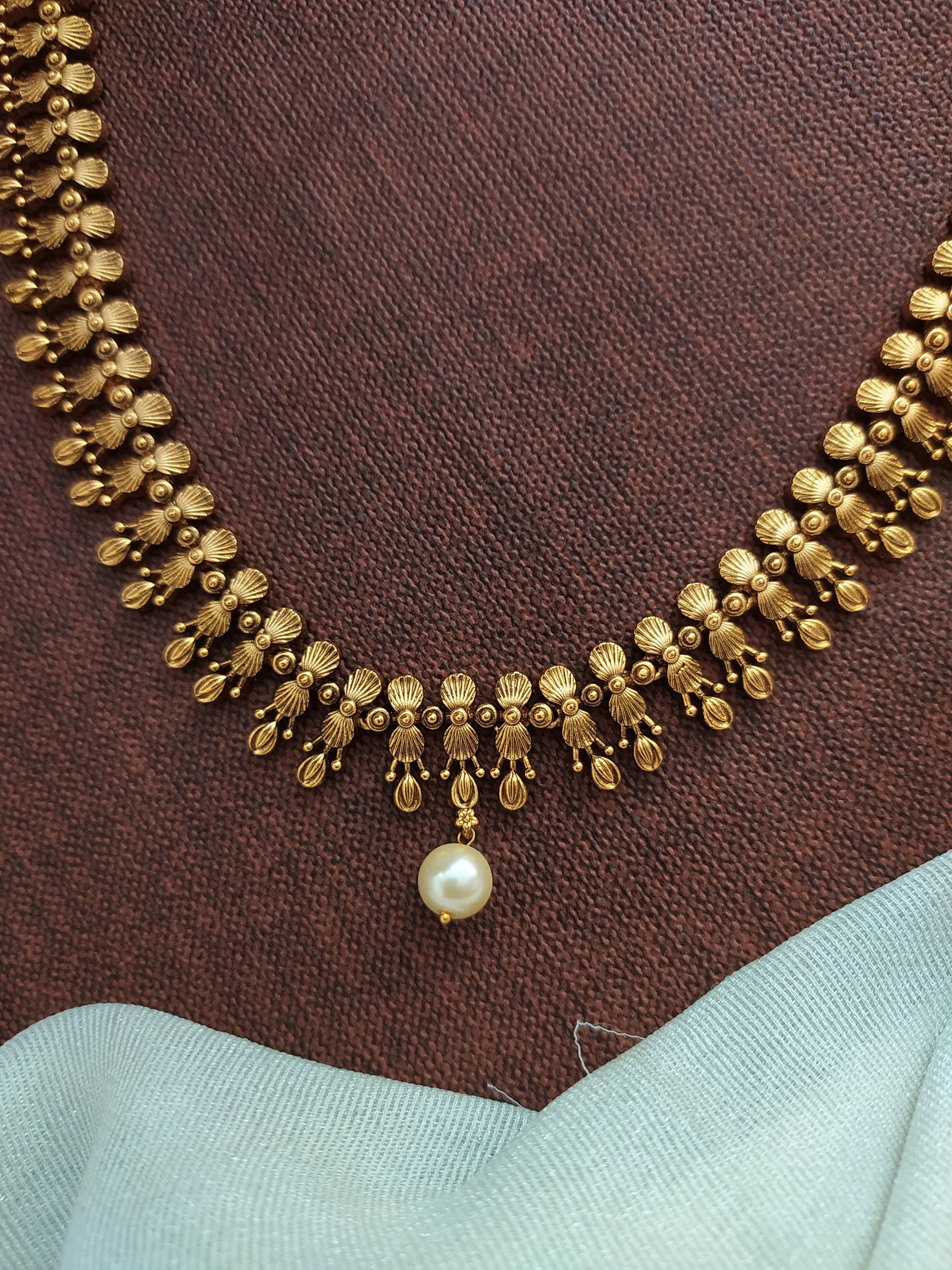 Antique Plain Long Haram Set ~ Kerala Inspired Jewels with Matching Earrings