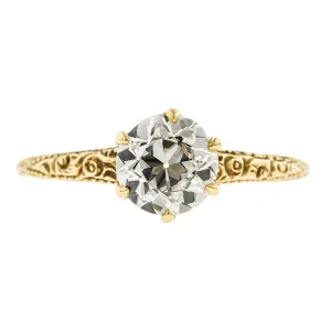 Art Deco Diamond Solitaire Engagement Ring, Old Euro 1.02ct