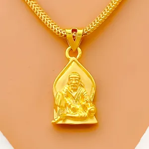 Attractive Engraved 22k Gold Sai Baba Pendant