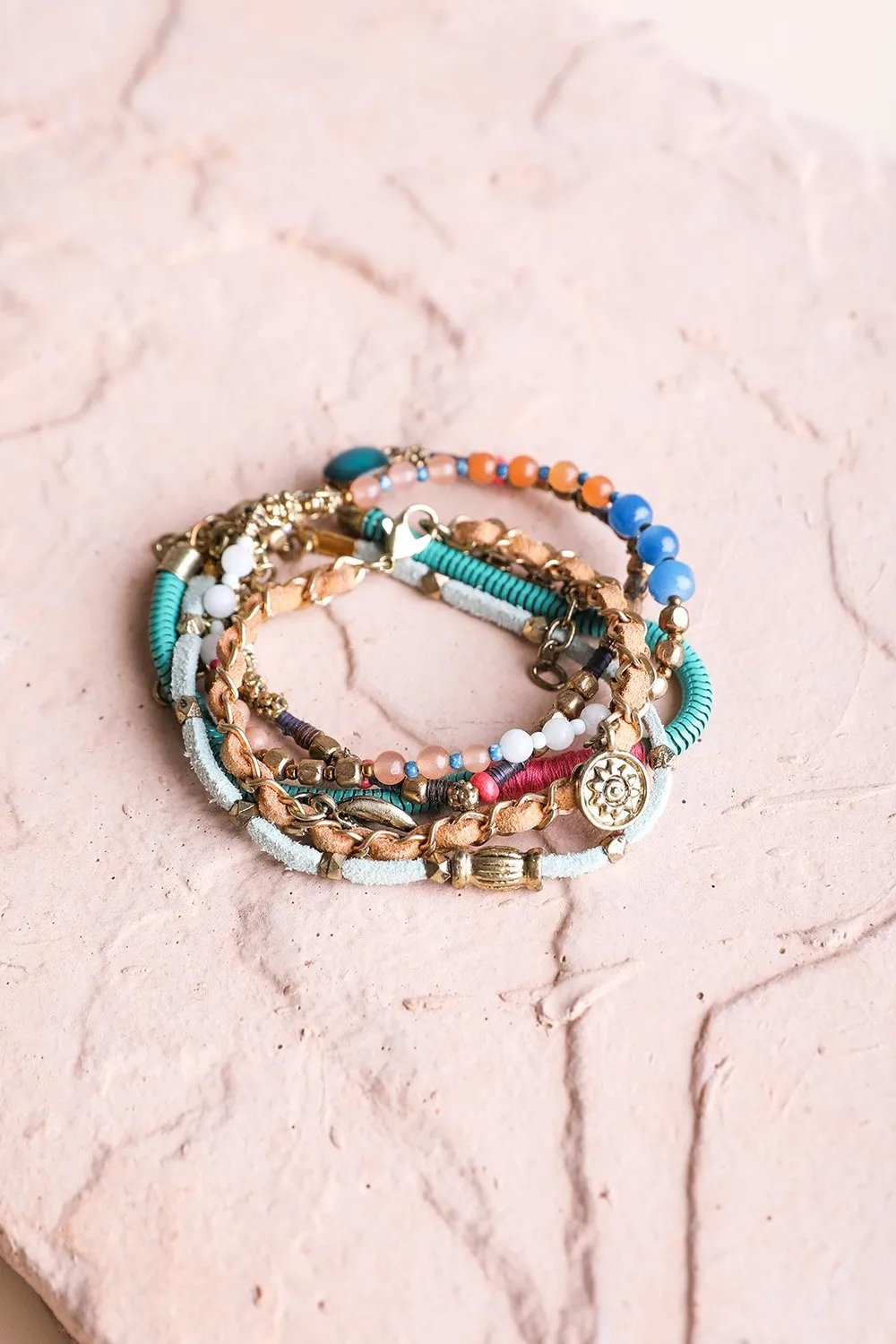 Beaded Gold Stacked Bracelet