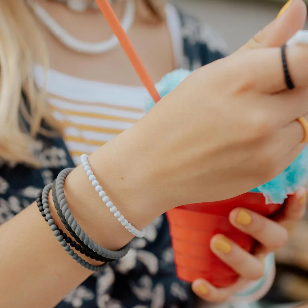 Beaded Stackable Silicone Bracelet - Misty Grey