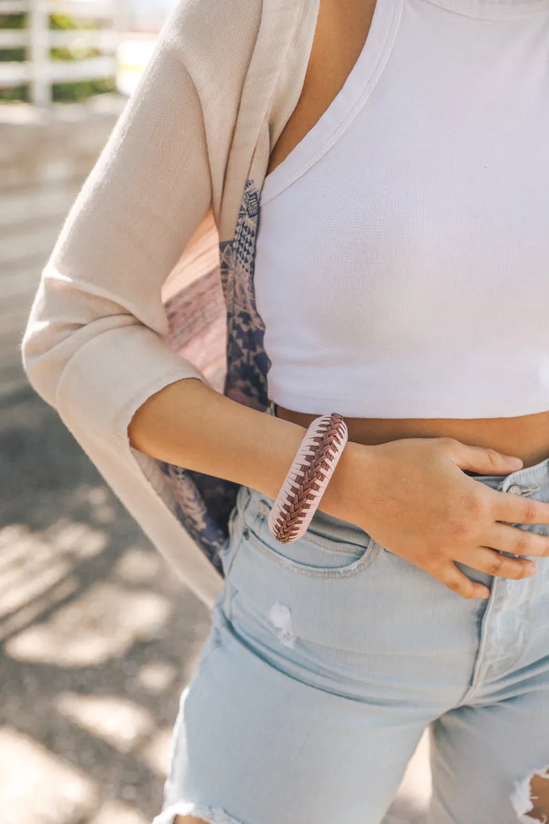 Braided Bamboo and Fabric Bangle