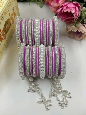 Brass Plated Stone Studded And Beaded Chooda Set