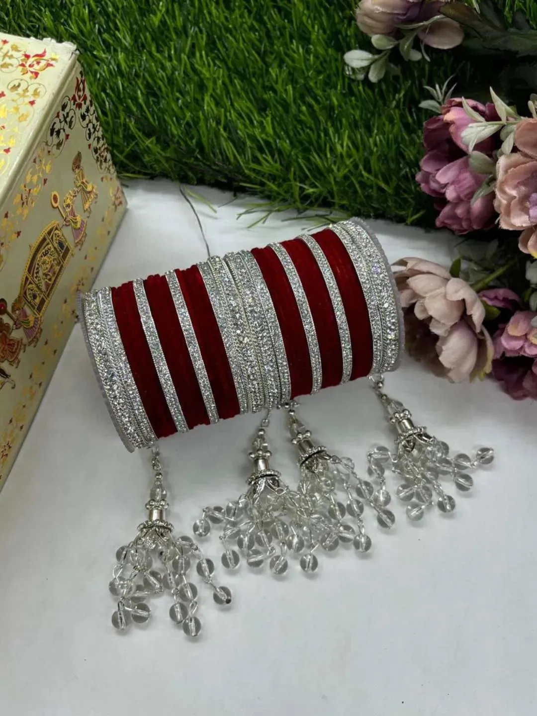 Bridal Velvet Metal Bangles