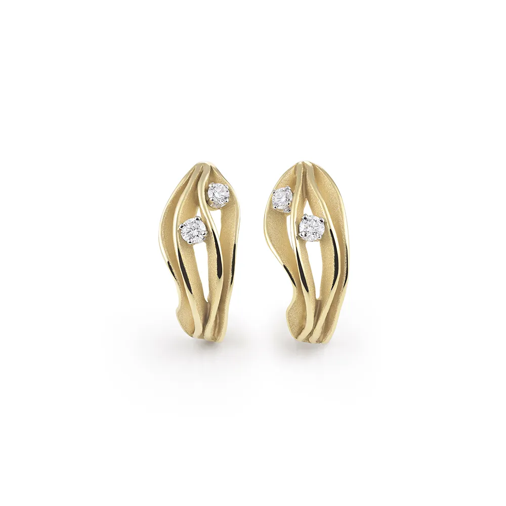 Cammilli Dune Earrings 18ct Yellow Sunrise Gold with Diamonds