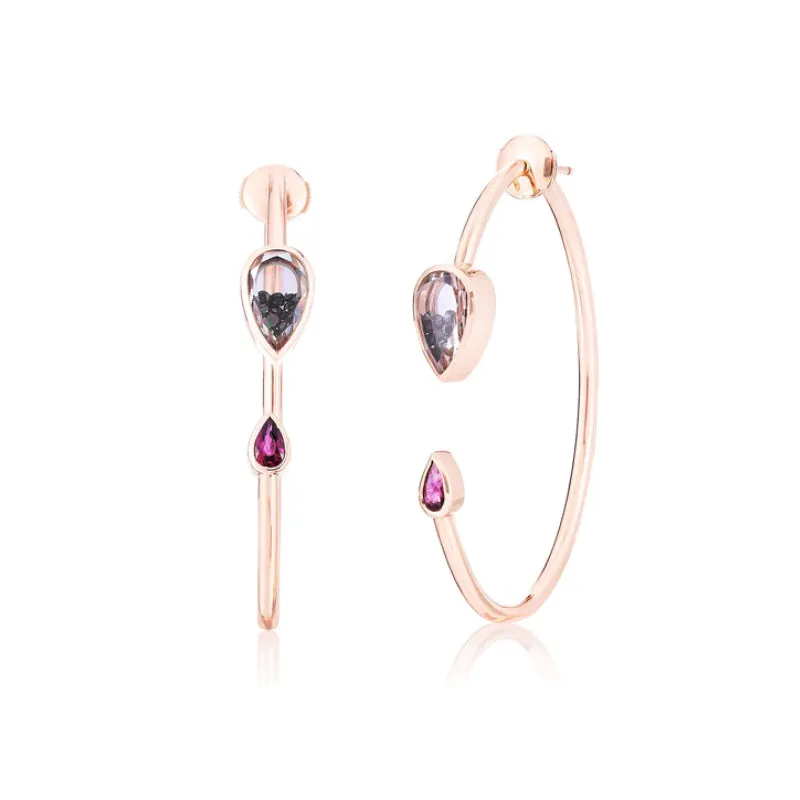 Cava Hoop Earrings Black Diamond and Ruby