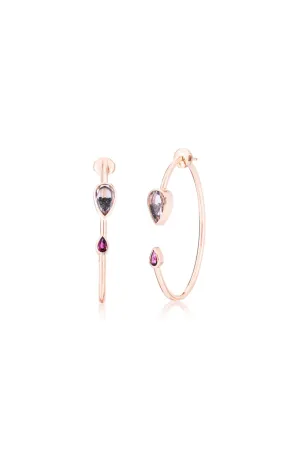 Cava Hoop Earrings Black Diamond and Ruby