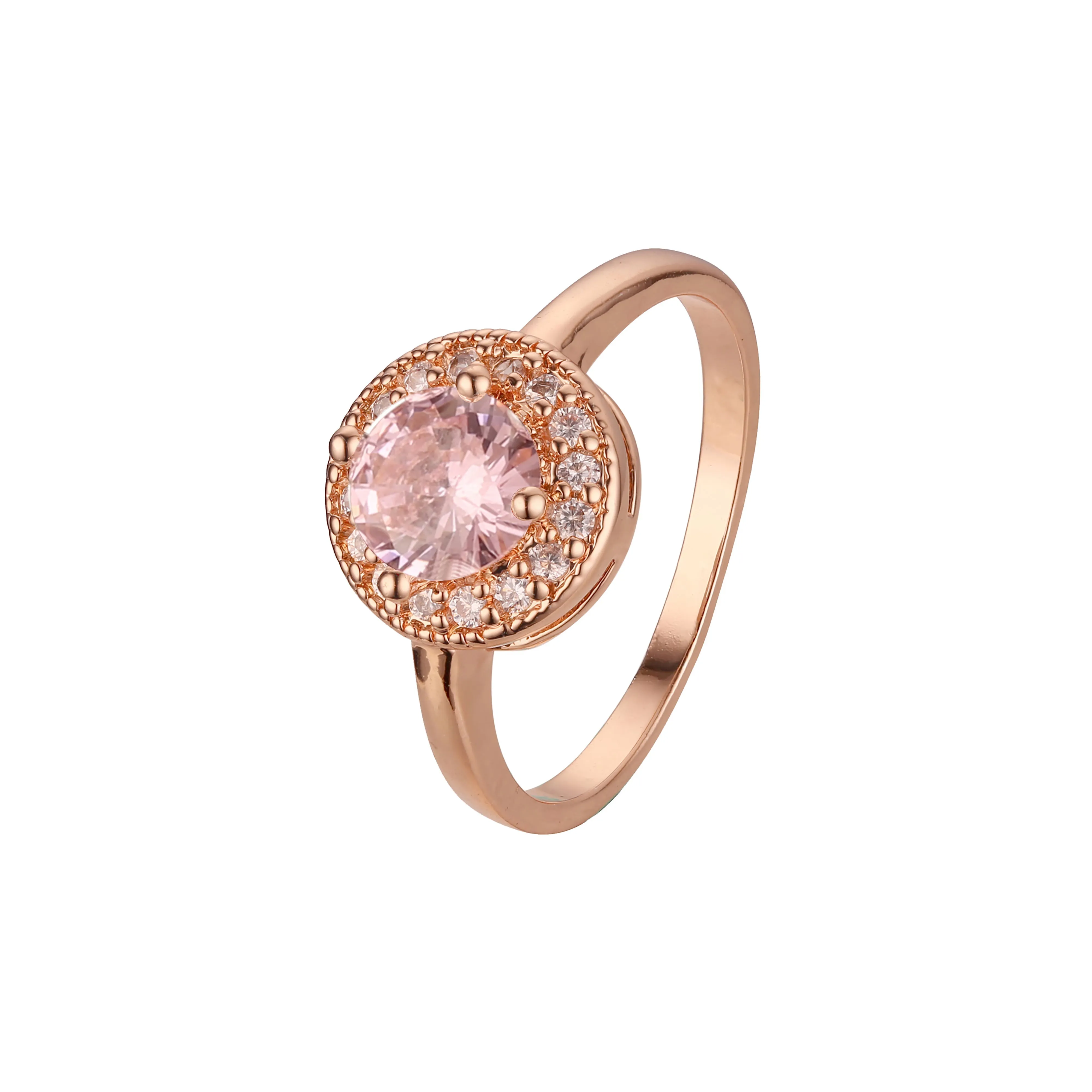 Chic colorful cubic zirconia Rose Gold halo rings