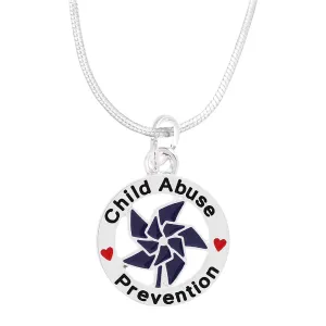 Child Abuse Prevention Blue Pinwheel Charm Necklaces