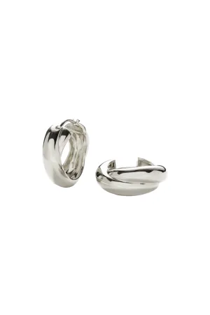 Chunky Medium Silver Plated Entwine Hoop Earrings