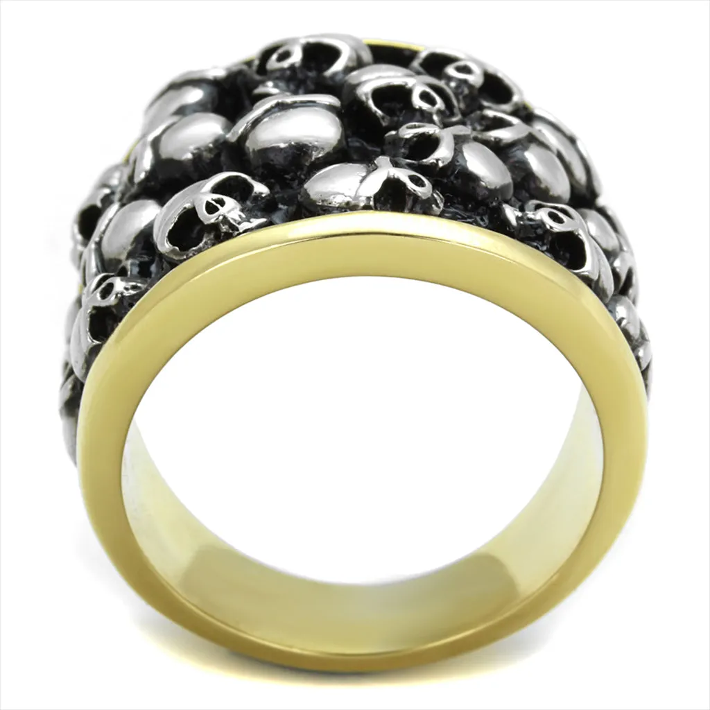 CJE2057 Skull & Cross Bone IP Gold Plated Ring