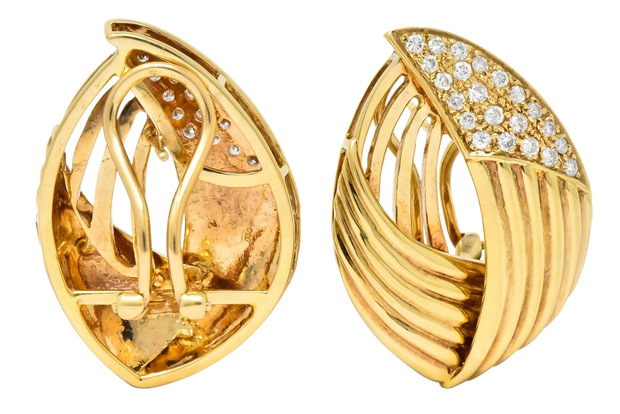 Contemporary 1.00 CTW Diamond 18 Karat Gold Earrings