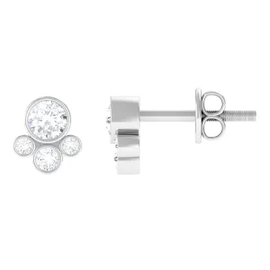 Contemporary Zircon Cluster Stud Earrings in Bezel Setting