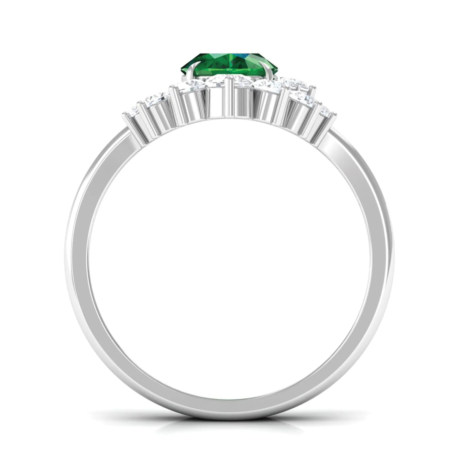 Created Emerald and Diamond Engagement Enhancer Ring Set