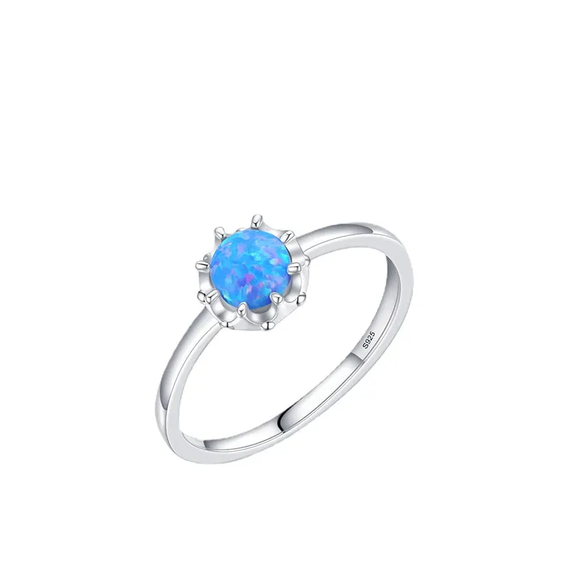 Crown Opal Ring - Sterling Silver Women's Statement Ring