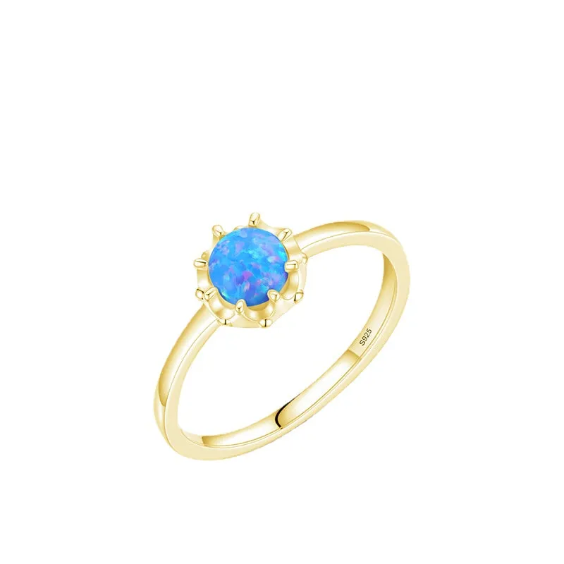 Crown Opal Ring - Sterling Silver Women's Statement Ring