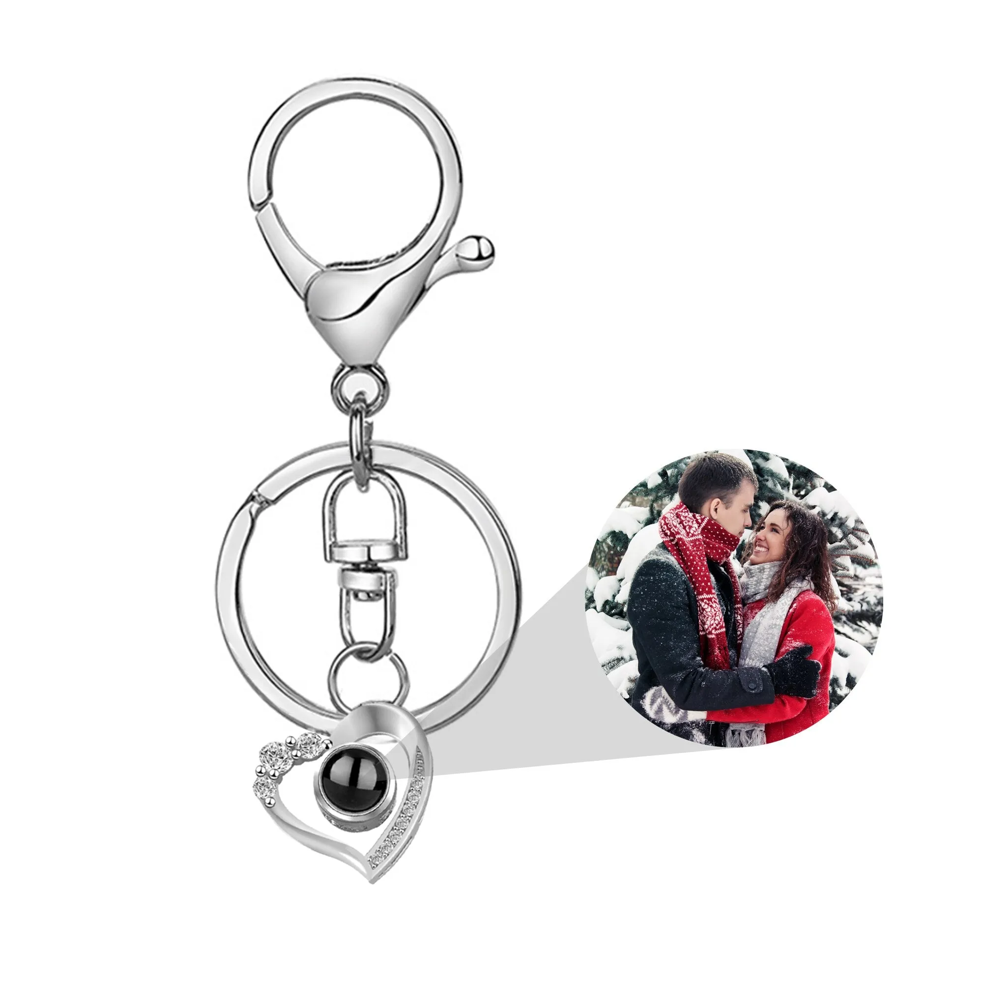 Custom Photo Projection Keychain Simple Style love Projection Keychain