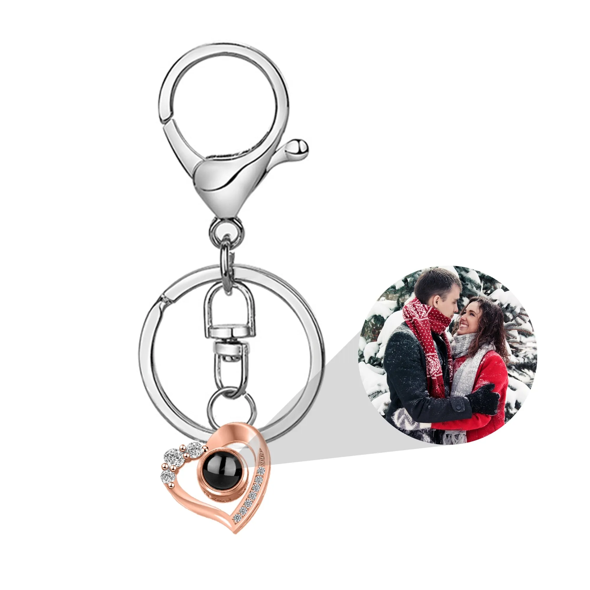 Custom Photo Projection Keychain Simple Style love Projection Keychain