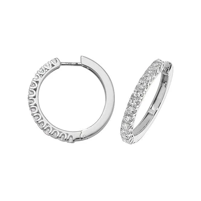 Diamond Jewellery 18ct White Gold Diamond Hoop Earrings EDQ309W