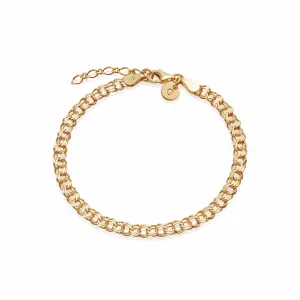 Double Curb Chain Bracelet 18ct Gold Plate