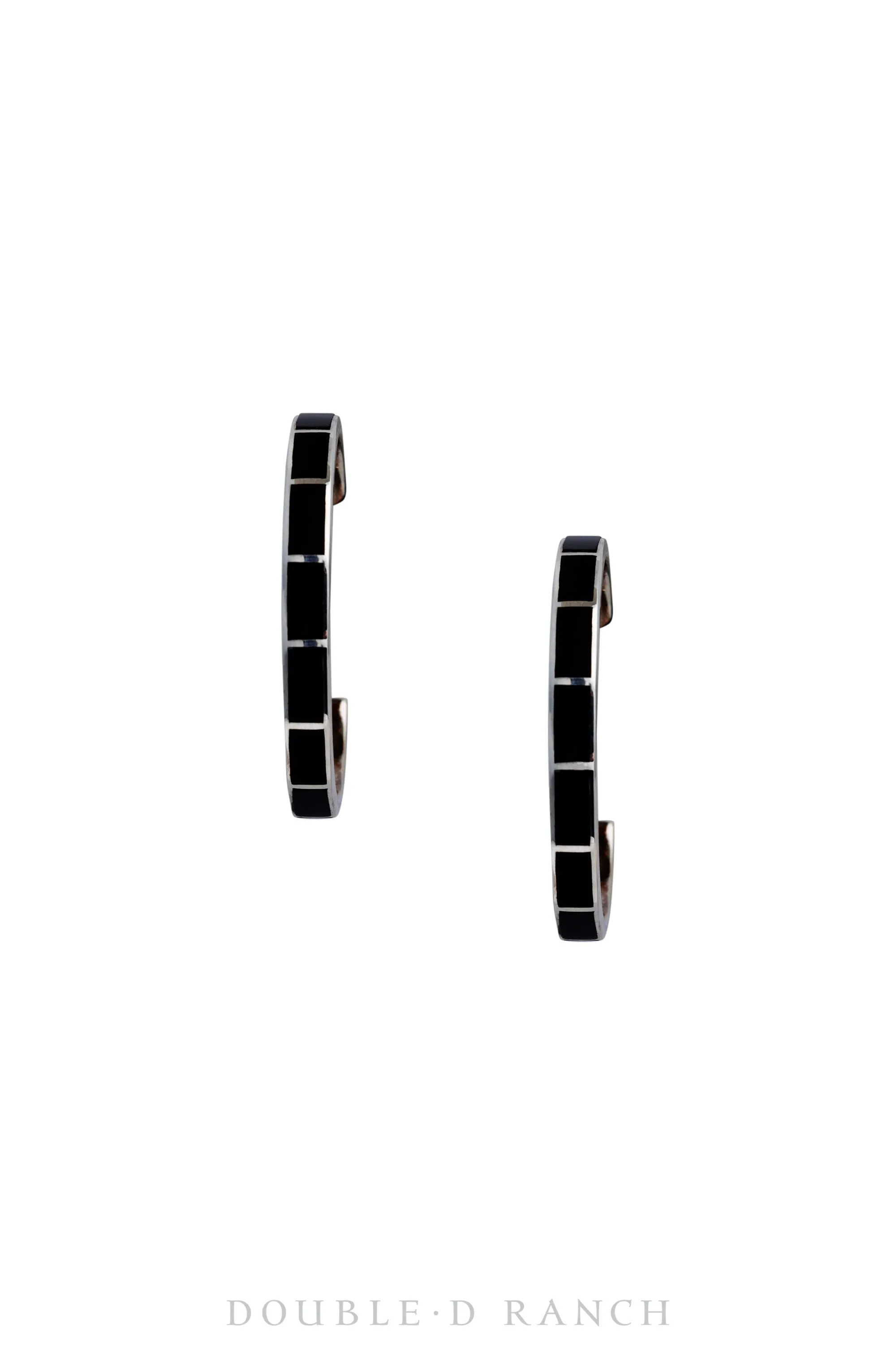 Earrings, Hoop, Onyx, Inlay, Contemporary, 1516B