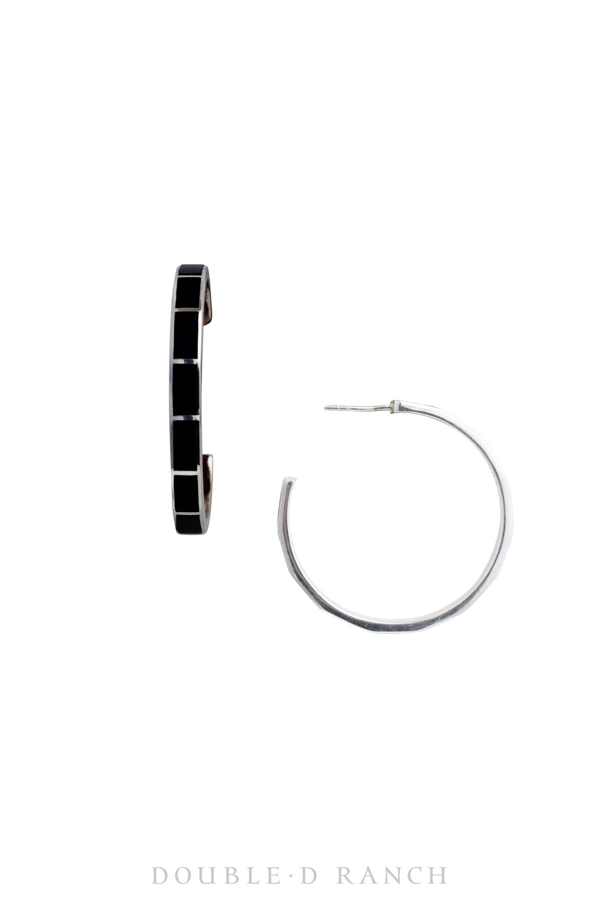 Earrings, Hoop, Onyx, Inlay, Contemporary, 1516B