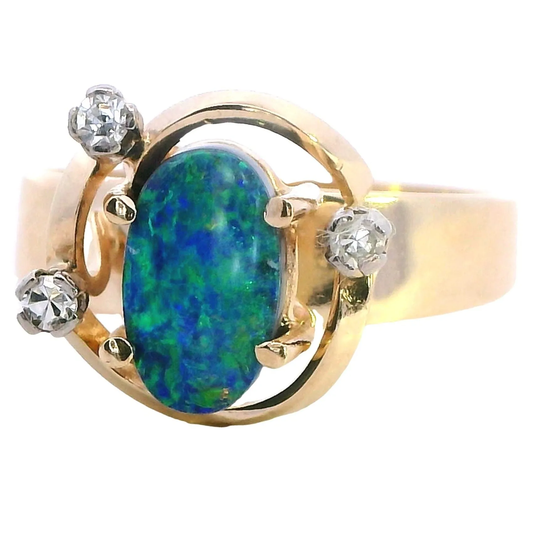 Elegant 9ct Gold Opal Doublet & Diamond Ring - Luxury with a Story