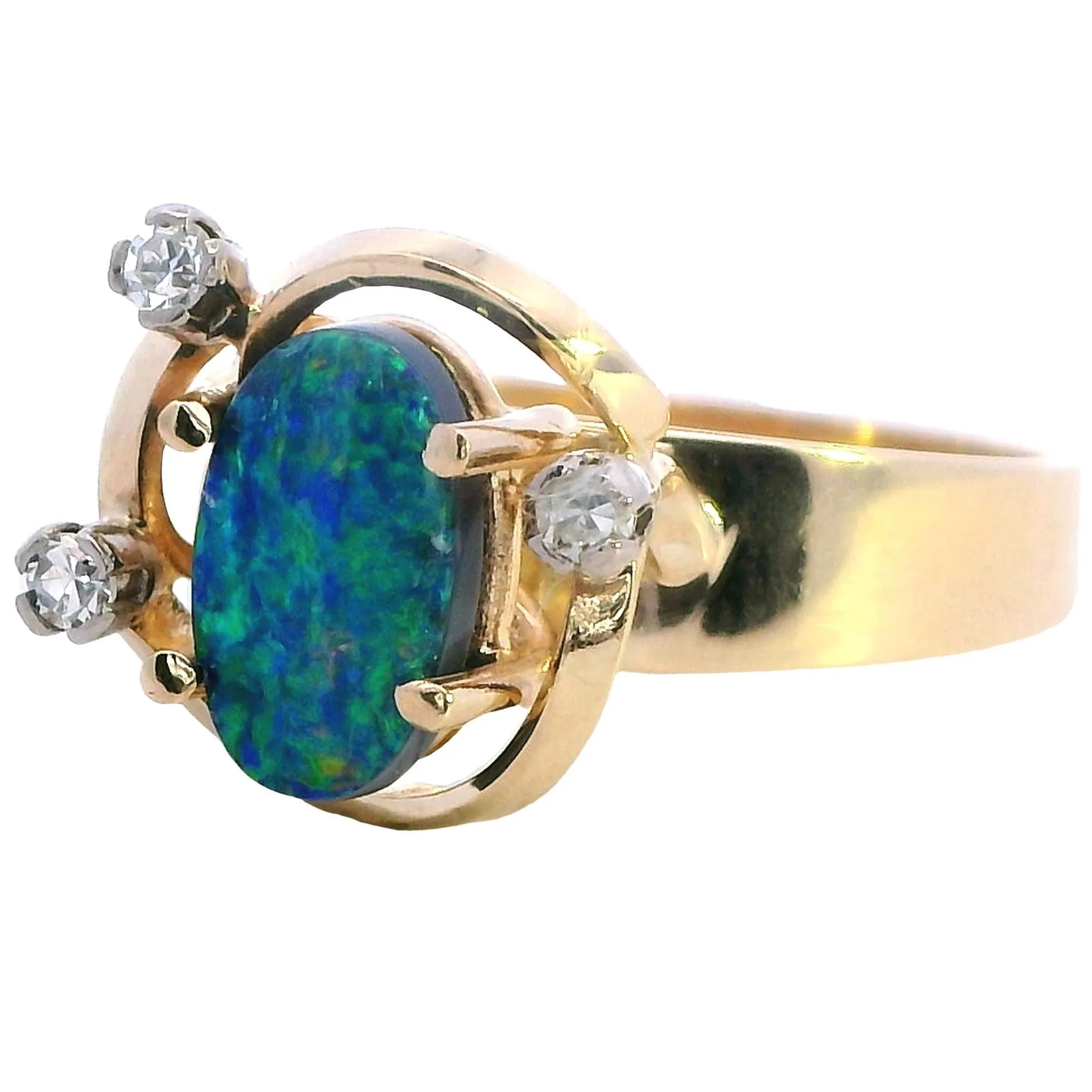 Elegant 9ct Gold Opal Doublet & Diamond Ring - Luxury with a Story