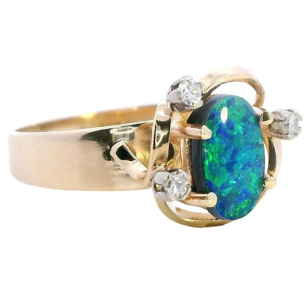 Elegant 9ct Gold Opal Doublet & Diamond Ring - Luxury with a Story