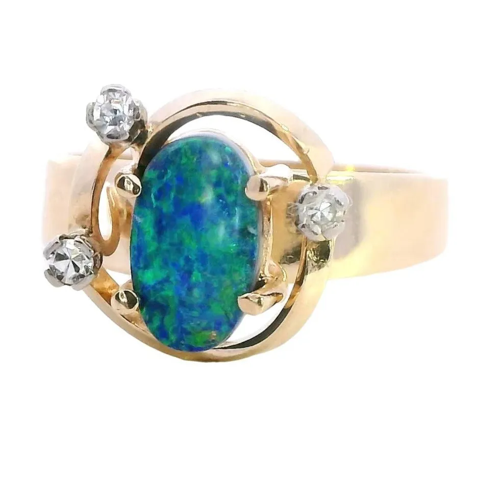 Elegant 9ct Gold Opal Doublet & Diamond Ring - Luxury with a Story