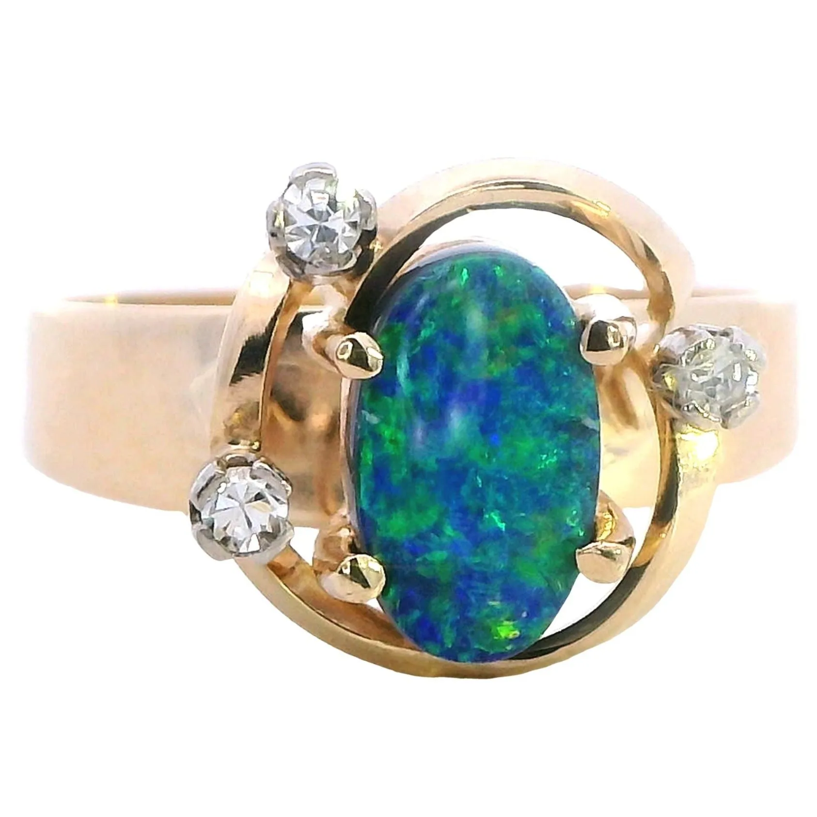 Elegant 9ct Gold Opal Doublet & Diamond Ring - Luxury with a Story