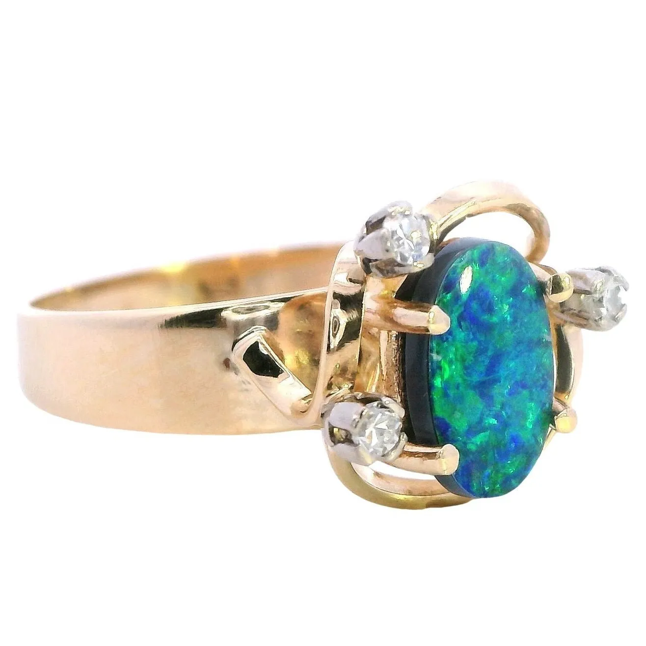 Elegant 9ct Gold Opal Doublet & Diamond Ring - Luxury with a Story