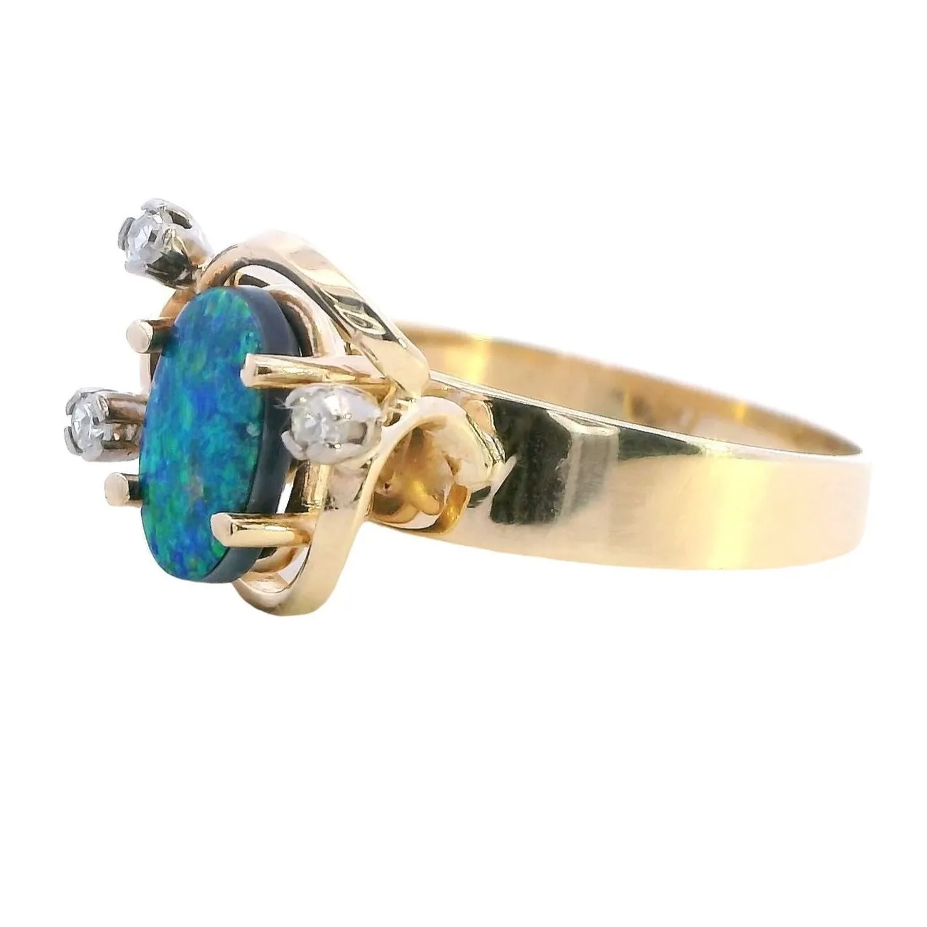 Elegant 9ct Gold Opal Doublet & Diamond Ring - Luxury with a Story