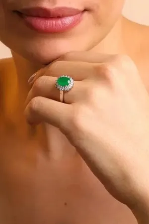 Emerald Zirconia Silver Ring