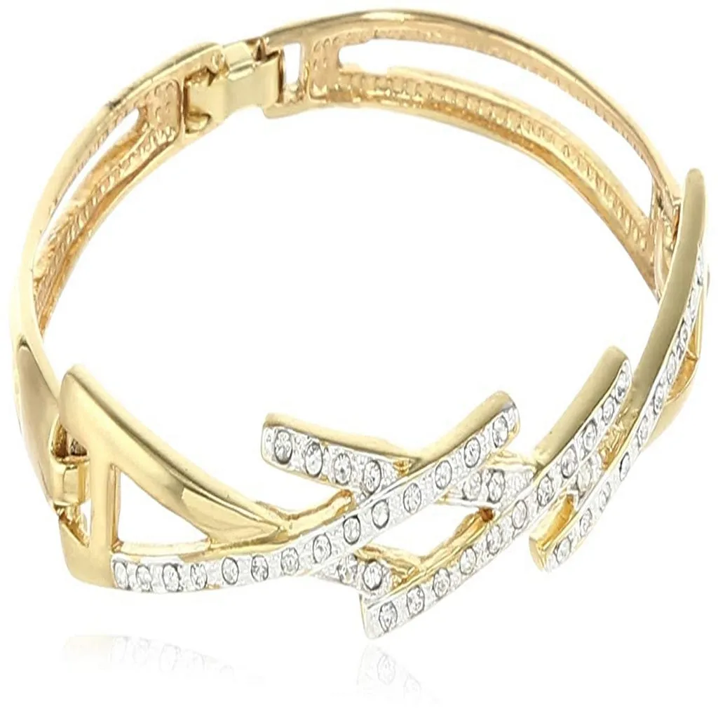 Estele Gold and Silver Plated Diamond Grill Cuff Bracelet for women