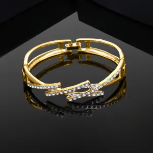 Estele Gold and Silver Plated Diamond Grill Cuff Bracelet for women