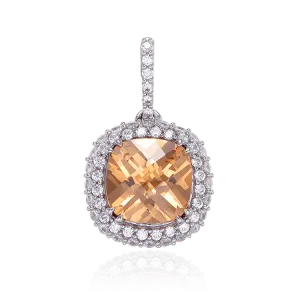 Filigree Cushion Cut Champagne Pendant